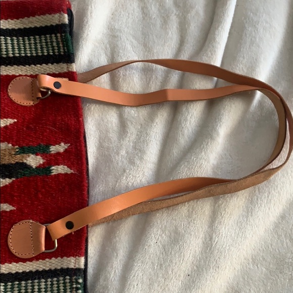 Wool woven tote with leather straps - Picture 2 of 4